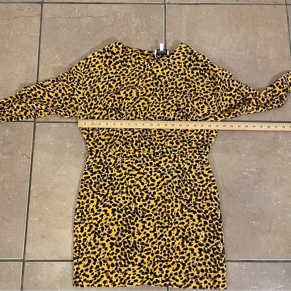 & Other Stories Long Sleeve Leopard Print Mini Dress Size 10 Gold Black Cheetah - Picture 6 of 7